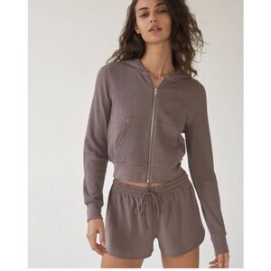 TNA waffle zip hoodie